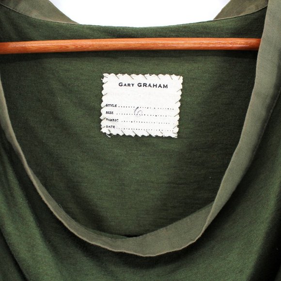 Gary Graham Green Knit Dress SZ 6 Wool Cotton Sleeveless Cowl Neck Layered Shift - Picture 11 of 12